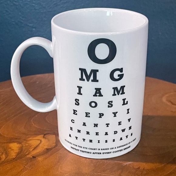 Wink 10 oz Coffee Mug Novelty Eye Chart OMG I am so sleepy - Picture 2 of 3